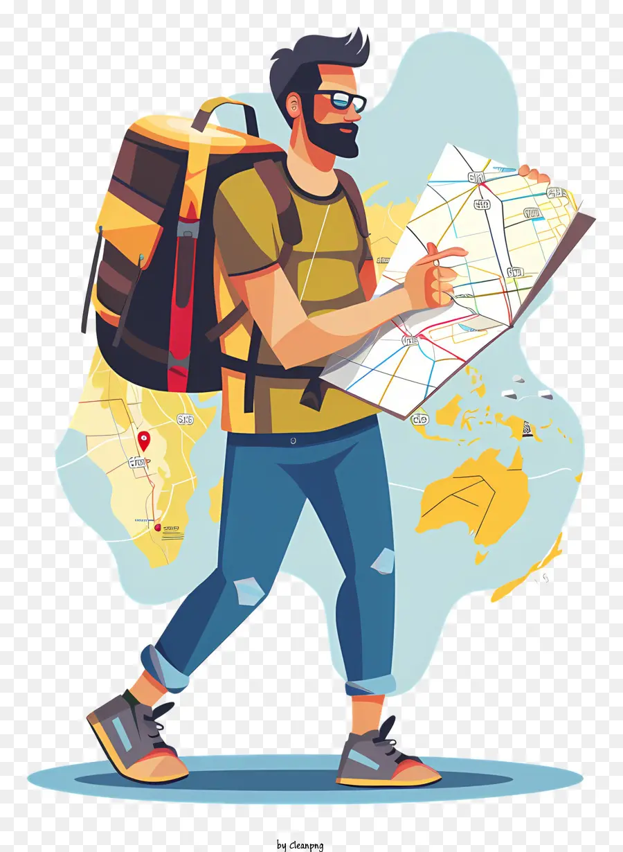 Turista Viajando Con Mapa，Viajero Con Mapa PNG