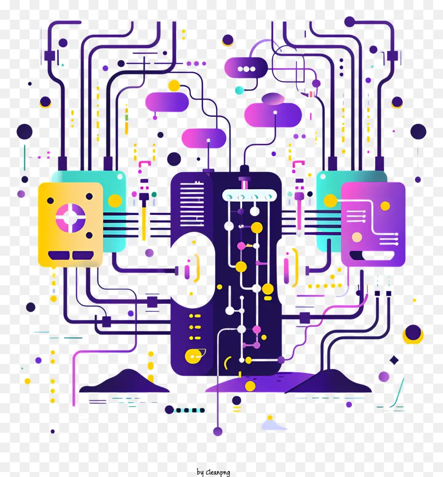 Transferencia De Datos，Ilustración Tecnológica PNG