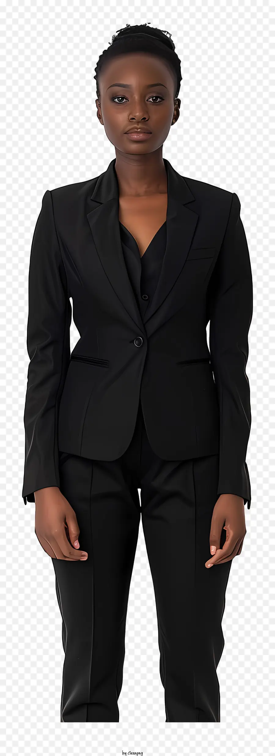 Mujer De Negocios De Pie，Traje Negro PNG