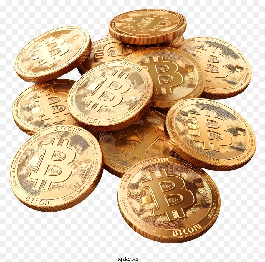 Bitcoins Dorados，Monedas De Criptomonedas PNG