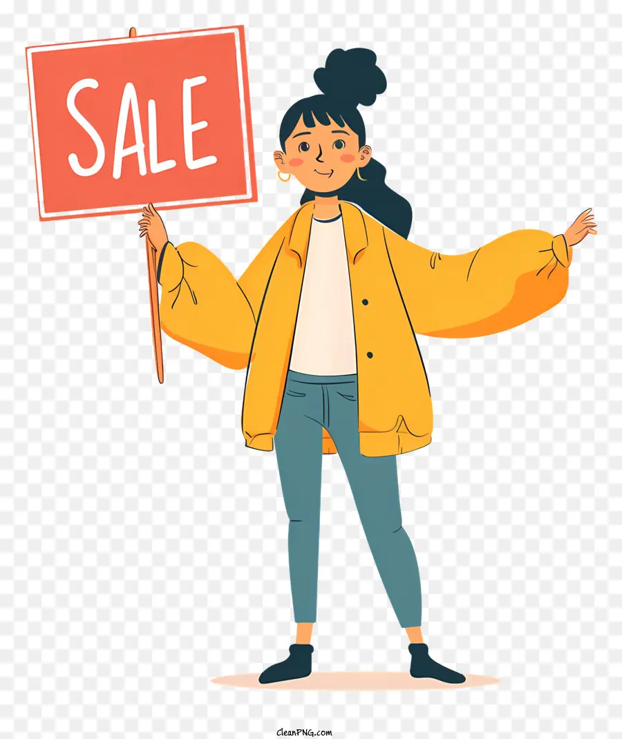 Mujer Sosteniendo Cartel De Venta，Señal De Venta PNG