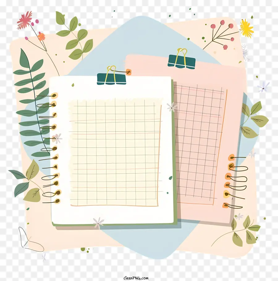 Papel De Cuaderno Anclado，Papel Cuadriculado PNG