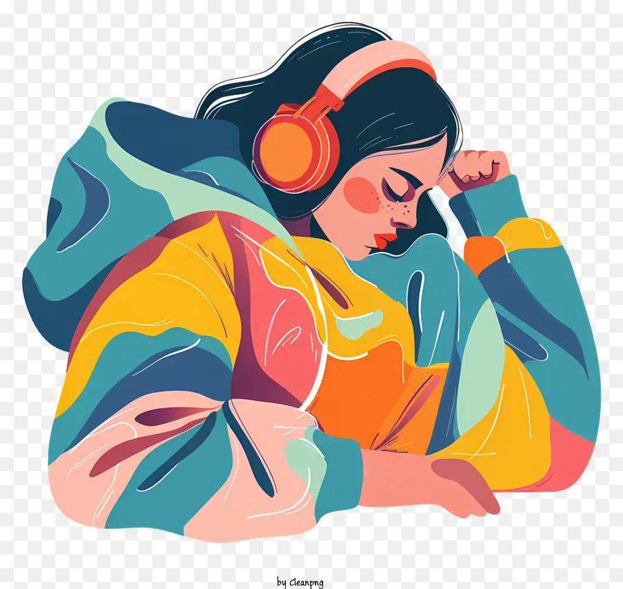 Mujer Durmiendo，Chica Con Auriculares PNG