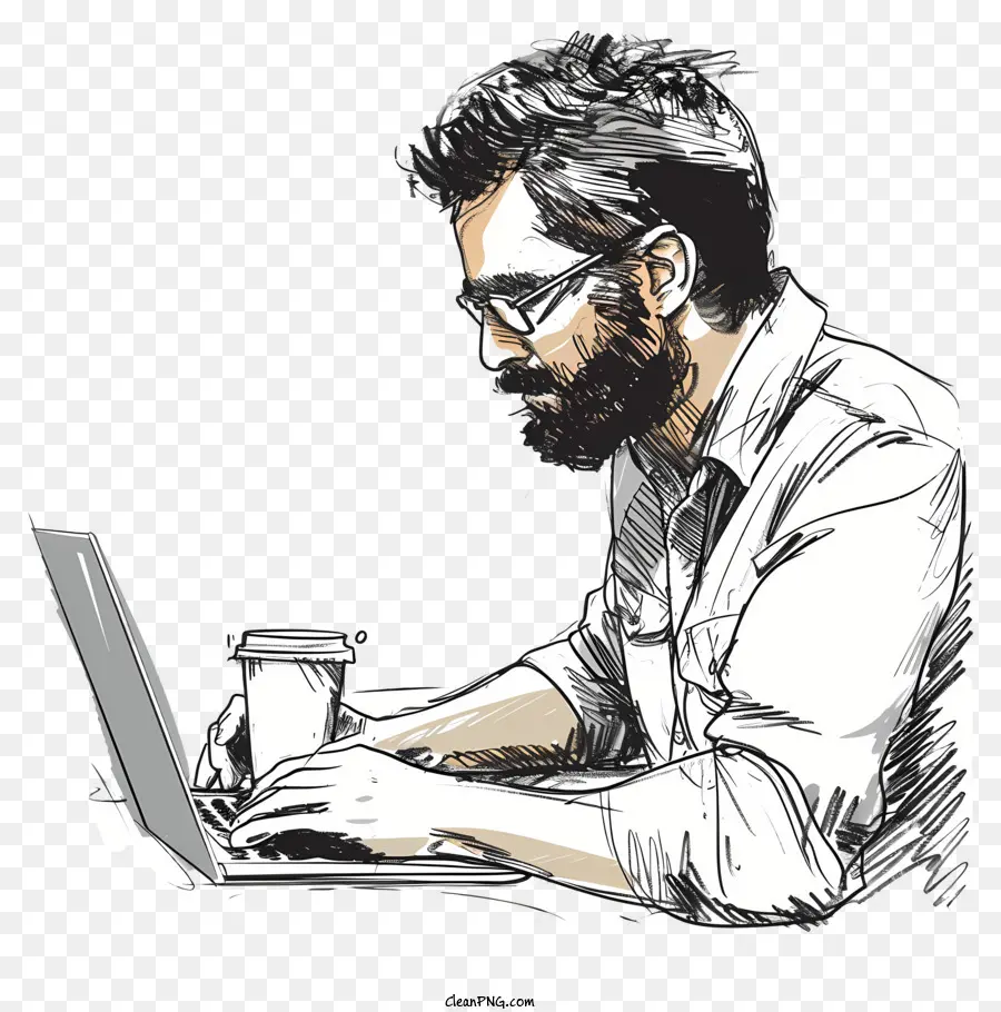 Hombre De Negocios Con Una Computadora Portátil，Hombre Con Computador Portatil PNG