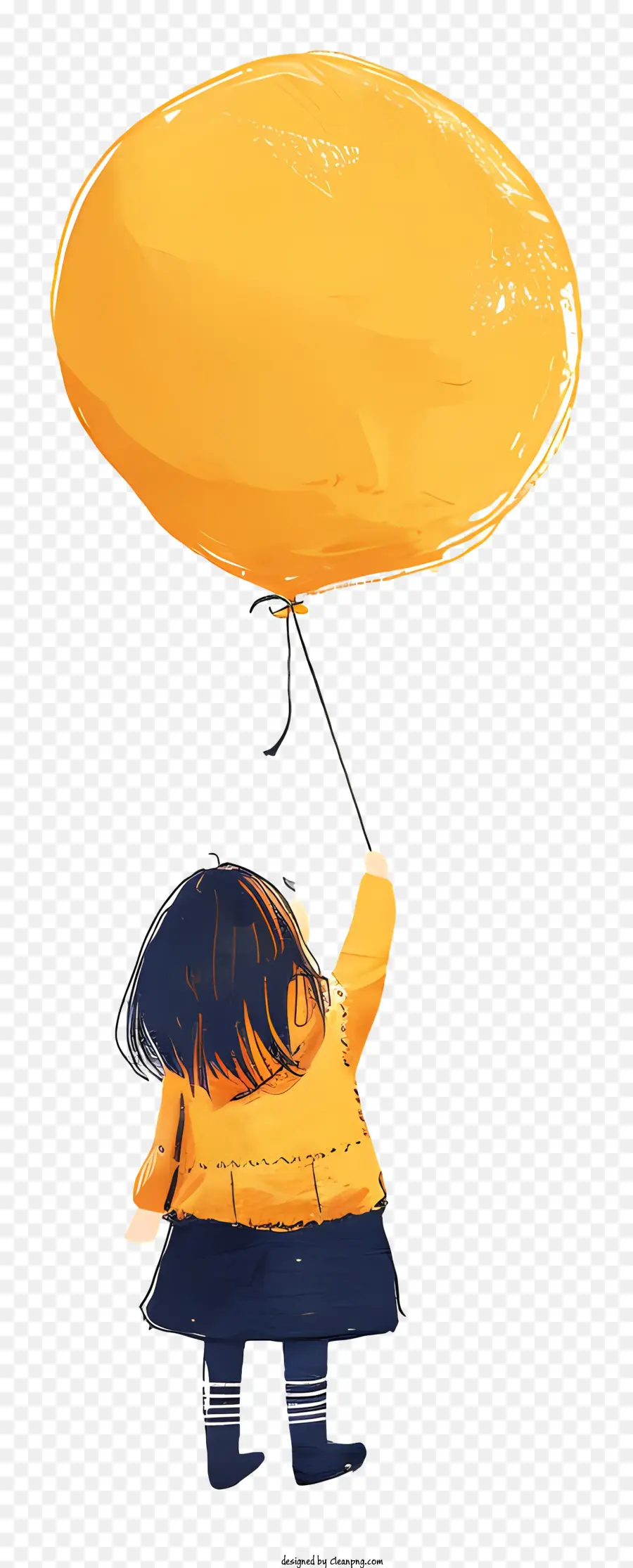 Chica Sosteniendo Un Globo，La Historieta PNG