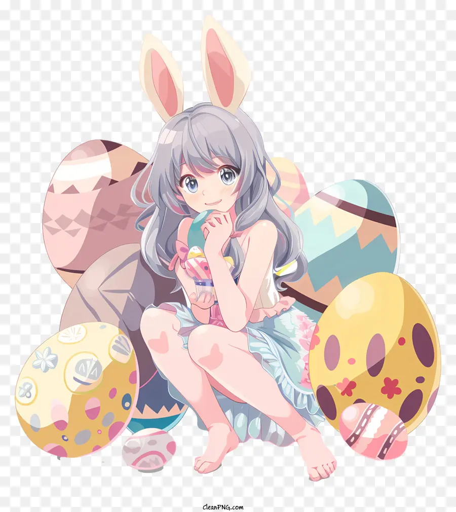 Animado，Chica Anime Con Orejas De Conejo PNG