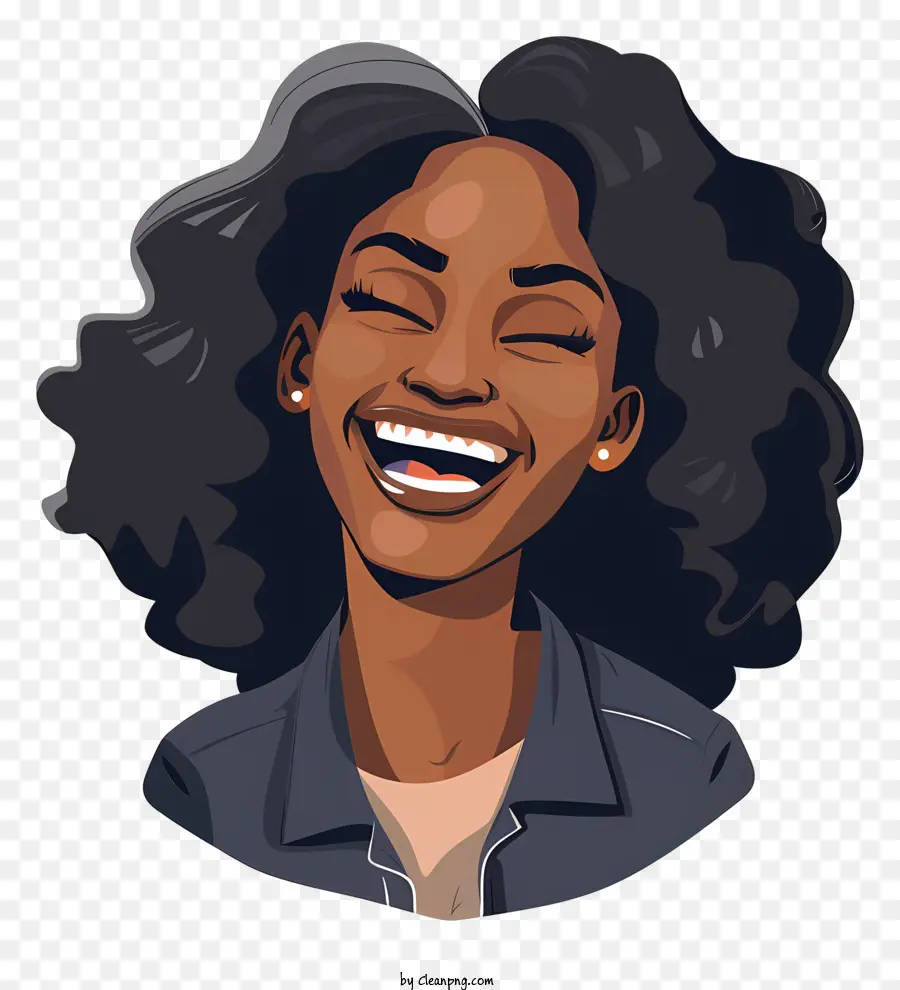 Riendo Mujer Negra，Peinado Afro PNG