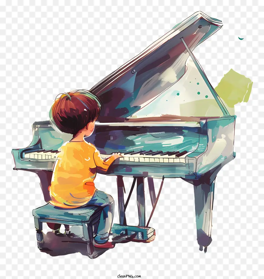 Plan De，Niño Jugando Piano PNG