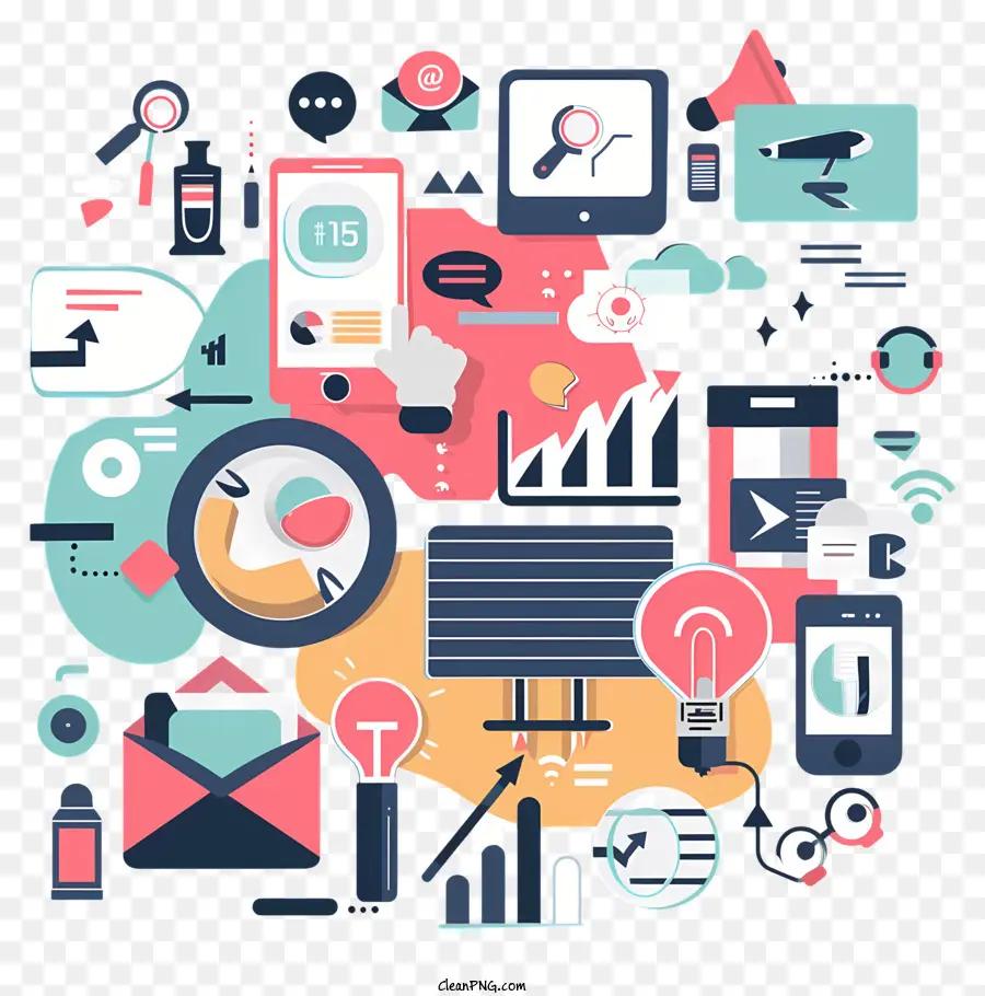 Fondo De Marketing Digital，Los Iconos PNG