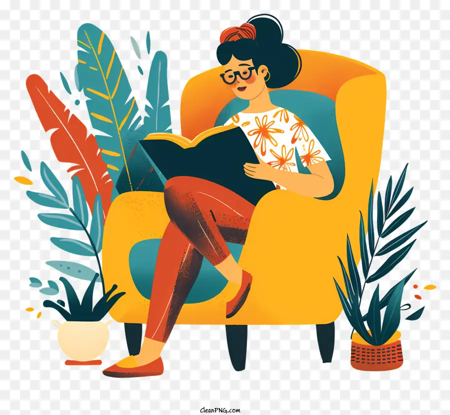 Mujer Leyendo，Libro PNG