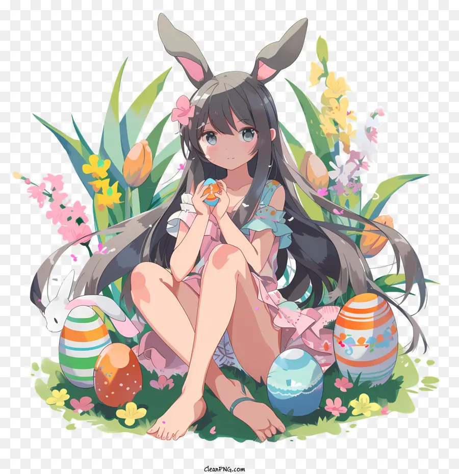 Anime PNG - Anime Traje De Conejito De Pascua Chica Con Disfraz De Conejo  ilustración transparente