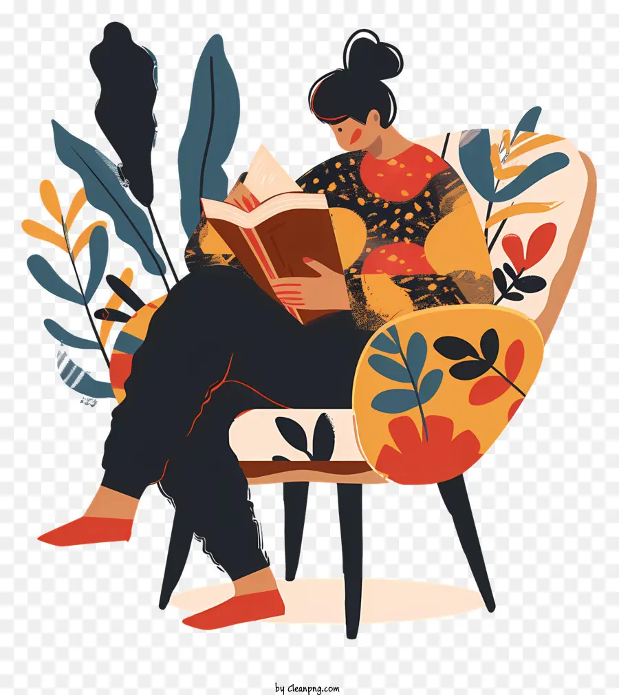 Mujer Leyendo，Libro PNG