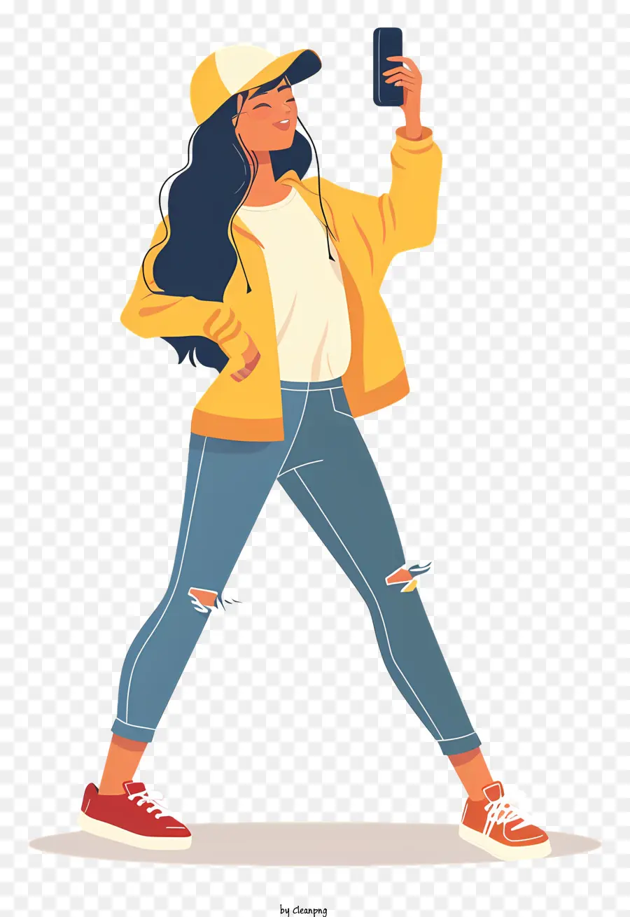 Mujer Tomando Selfie，Mujer Joven PNG