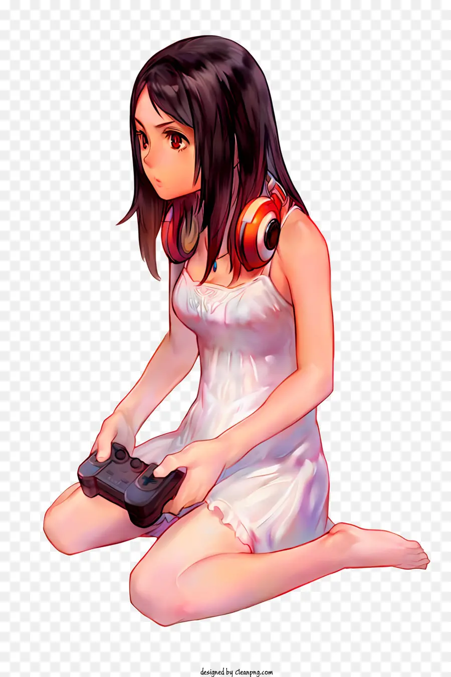 Chica Del Juego，Chica Anime Con Controlador De Juego PNG