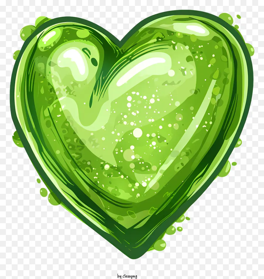 Corazón Verde，Las Gotas De Agua PNG