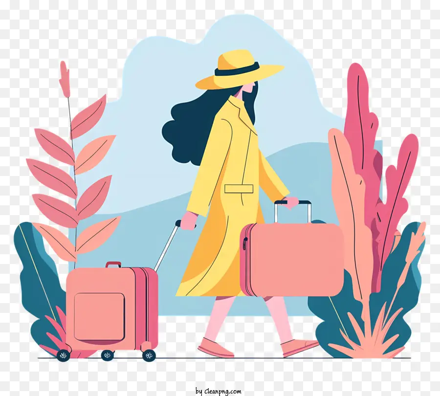 Mujer Yendo De Vacaciones，Mujer PNG