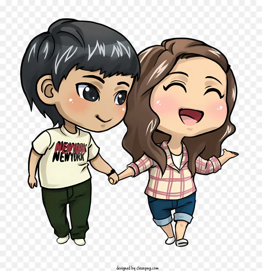 Niño De Dibujos Animados，Pareja Chibi PNG