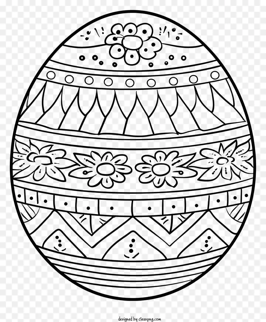 Huevo De Pascua Para Colorear，Patrones Ornamentados PNG