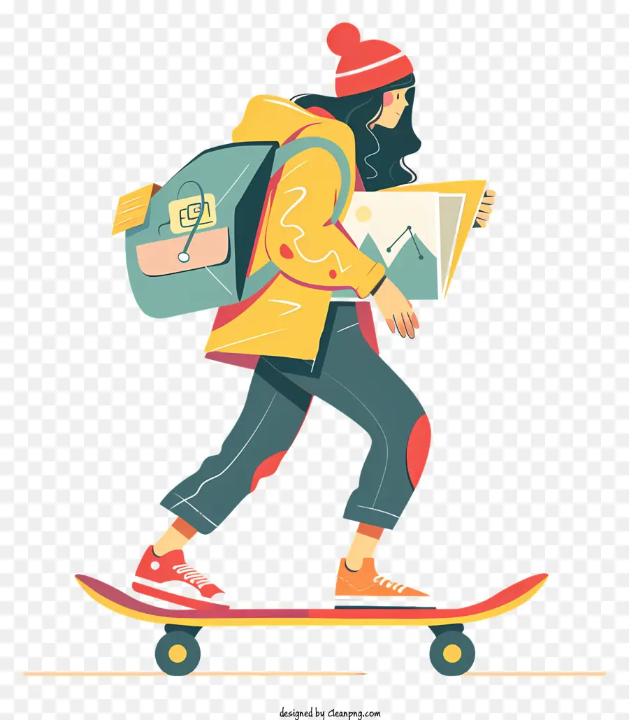 Mujer En El Patineta，Patineta PNG