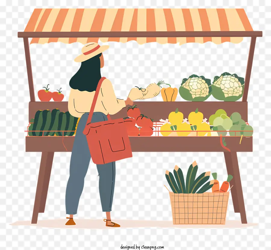 Mujer Comprando Comida，Mercado De Los Agricultores PNG