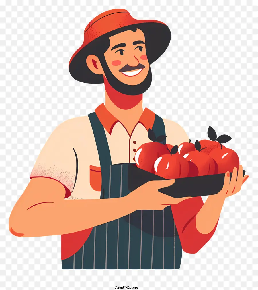 Agricultor Sosteniendo Manzanas，Agricultor PNG