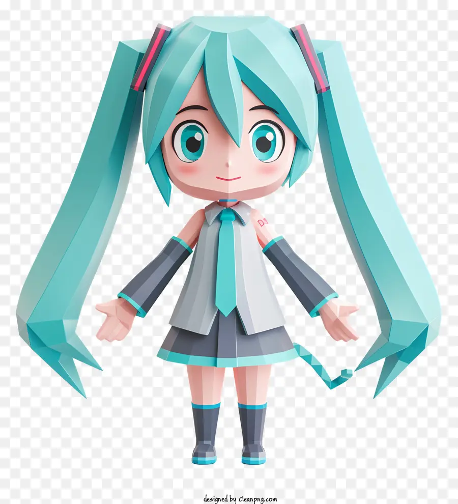 Hatsunemiku，Chica De Pelo Azul PNG