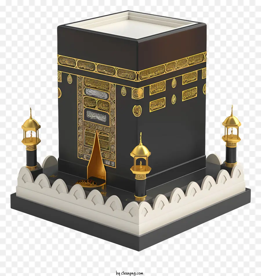 La Kaaba，Minarete Negro Y Dorado PNG