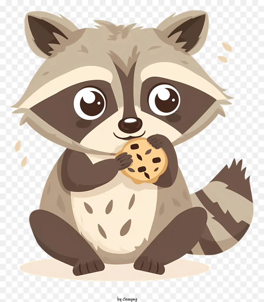 Mapache Con Galleta，Lindo Mapache De Dibujos Animados PNG