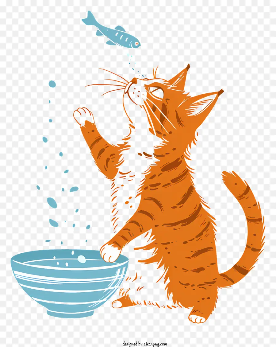 Cat Catching Fish，Gato De Color Naranja PNG