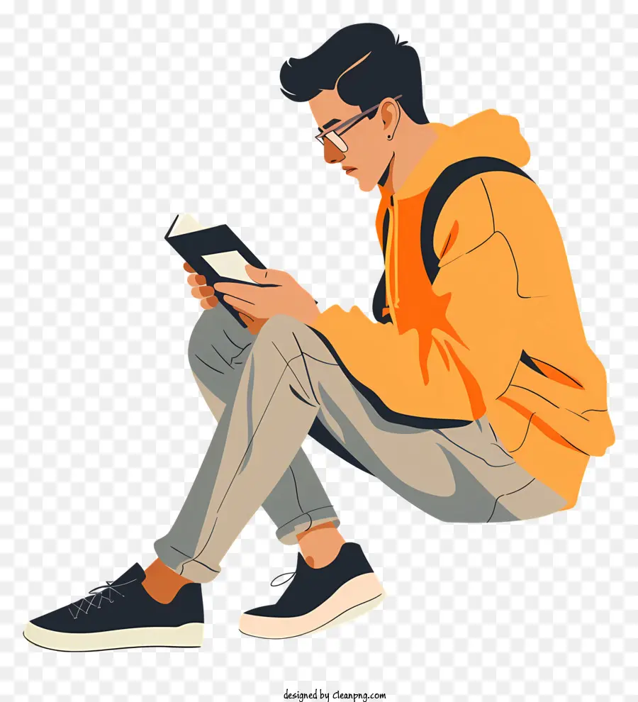 Hombre Sentado Leyendo，Hombre PNG