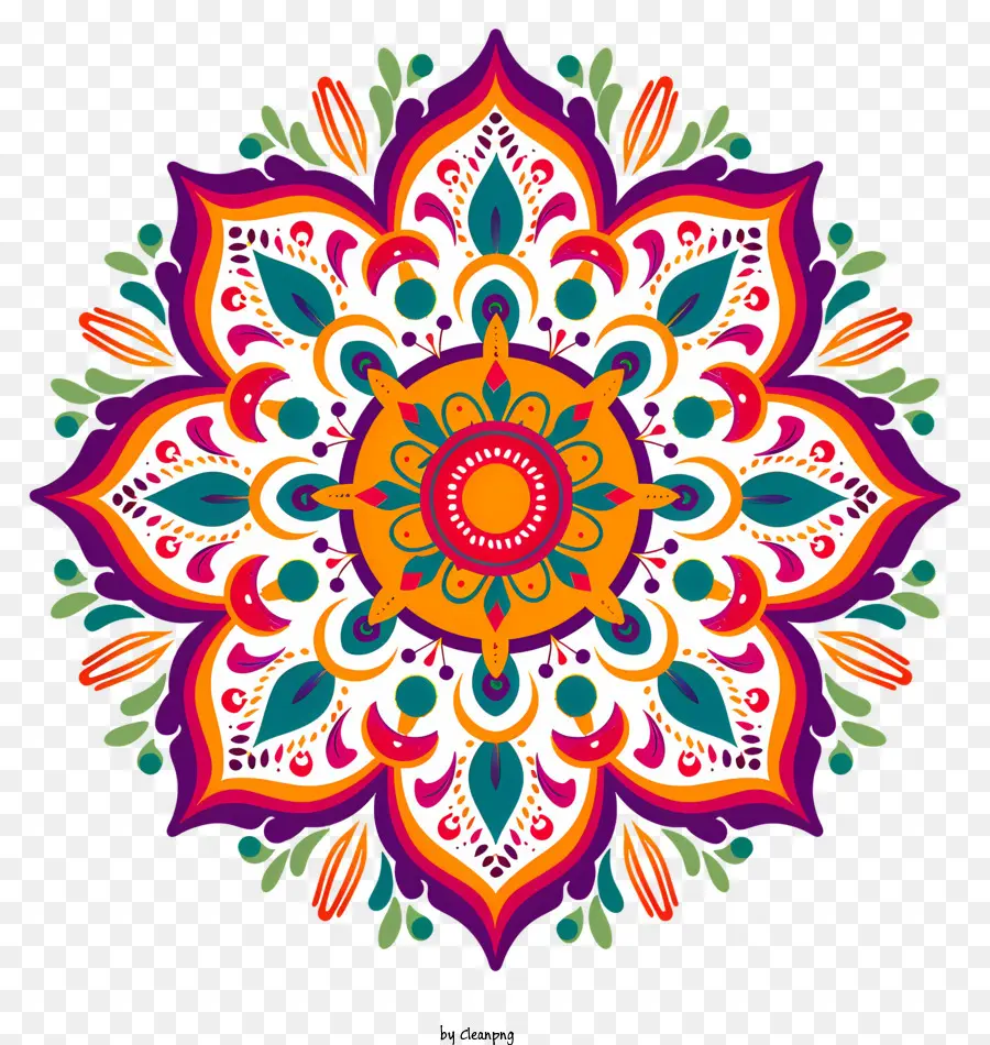 Rangoli，Mándala Colorida PNG