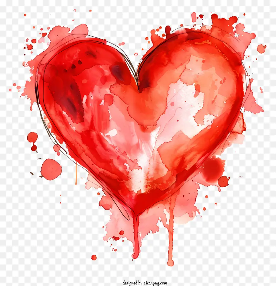 Corazón De Acuarela Roja，El Arte De La Acuarela PNG