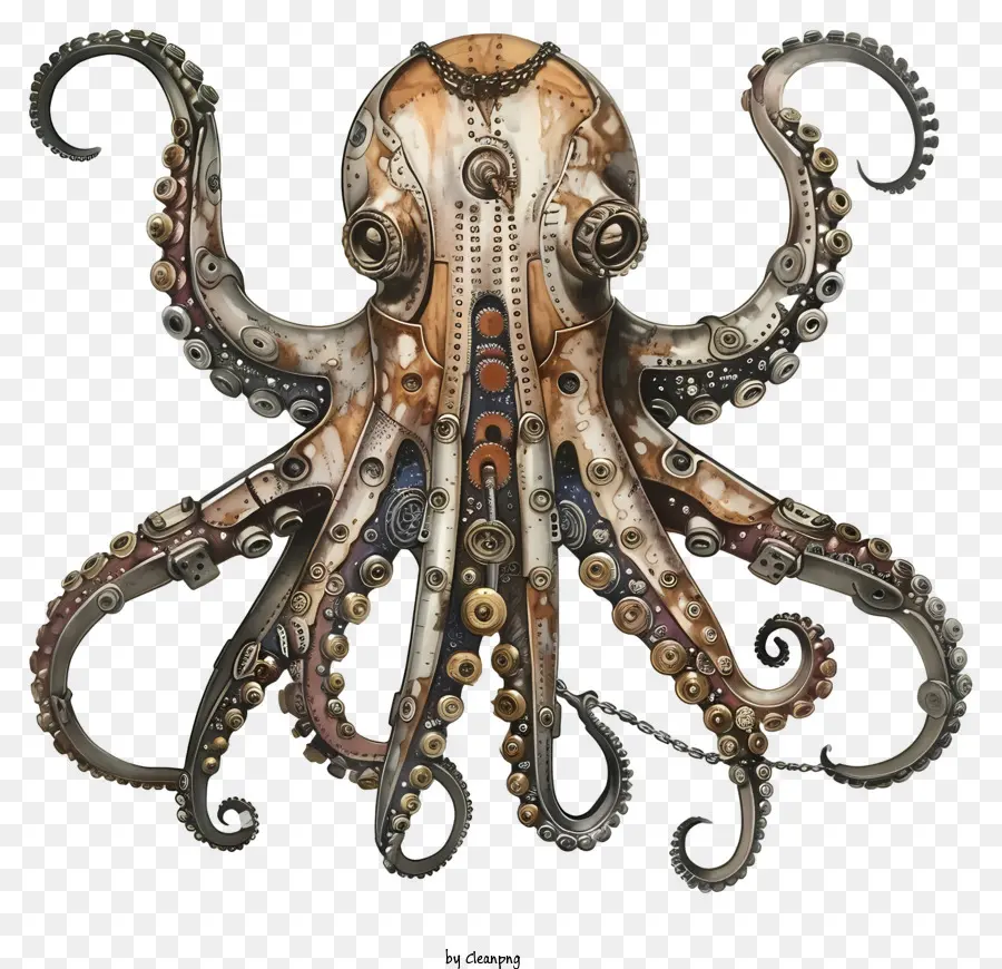 Steampunk，Pulpo Mecánico PNG
