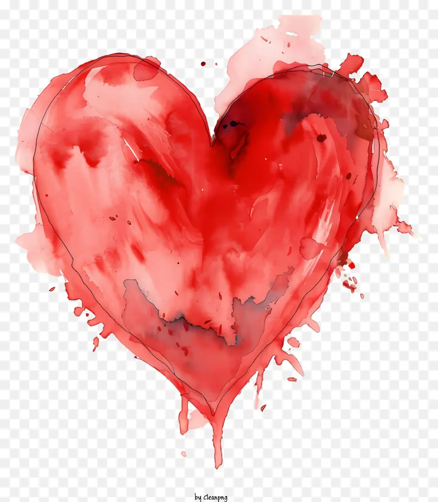 Corazón De Acuarela Roja，Corazón Rojo PNG