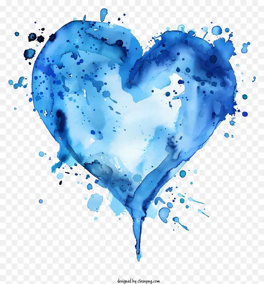 Corazón De Acuarela Azul，Acuarela Corazón PNG