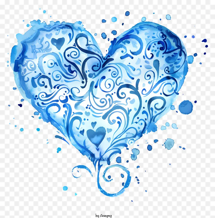 Corazón De Acuarela Azul，Corazón Azul PNG