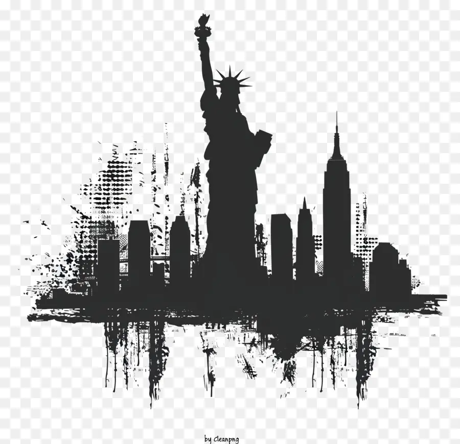 Silueta De Nueva York，Estatua De La Libertad PNG