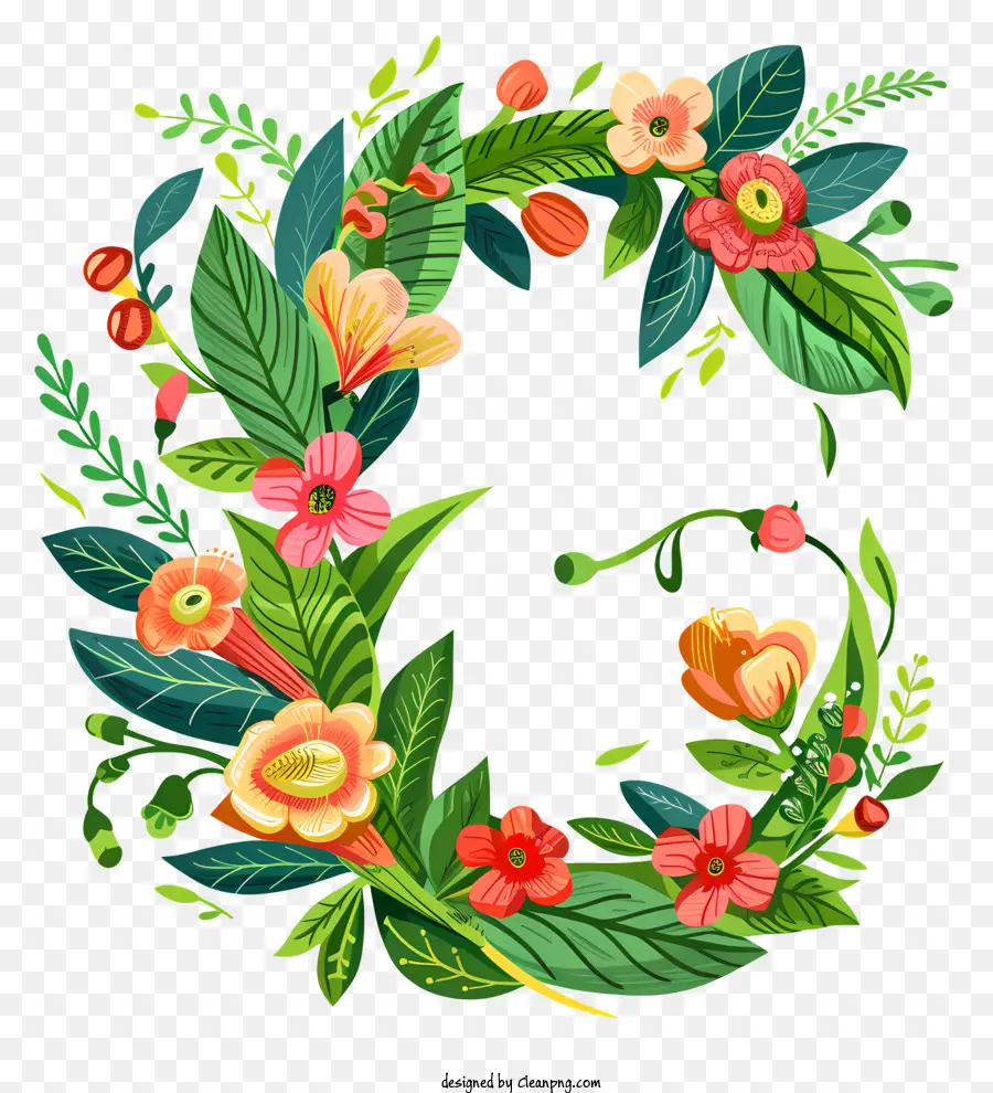 Carta C，Floral Corona PNG