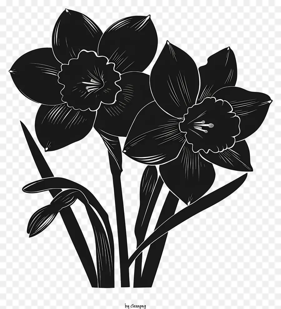 Silueta De Flor，Flores Negras PNG