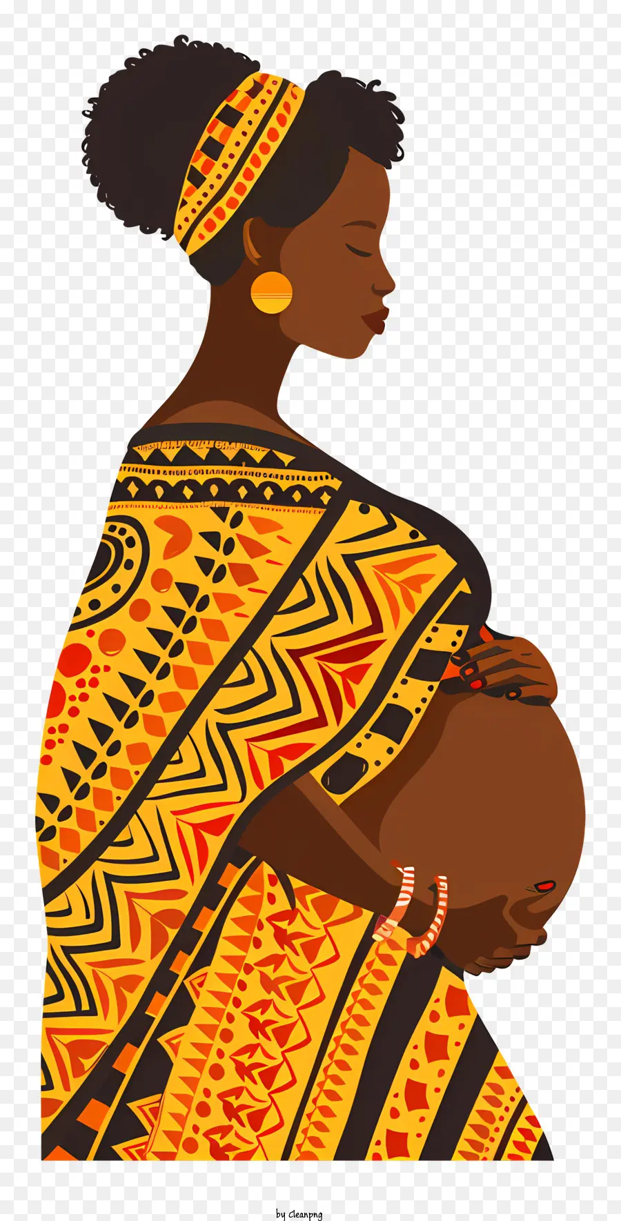 Mujer Africana Embarazada，Vestido Estampado Africano PNG