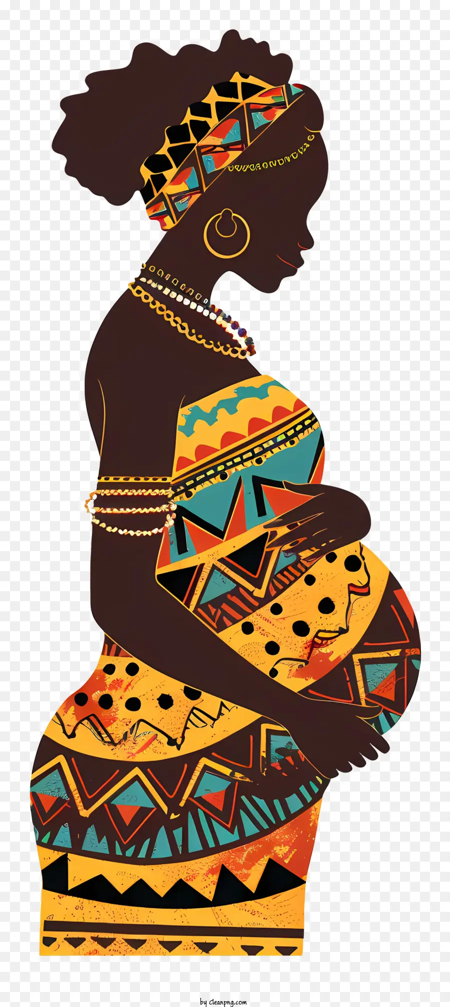 Mujer Africana Embarazada，La Moda Africana PNG