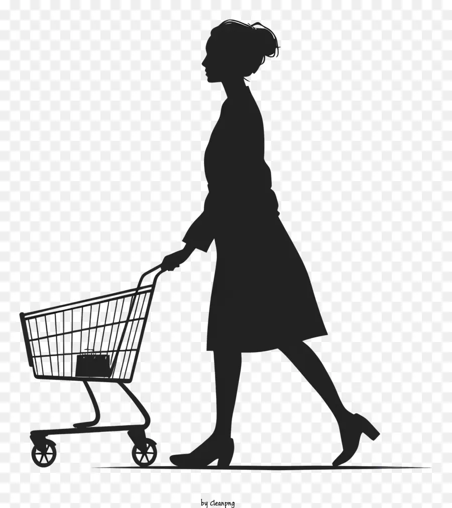 Silueta Femenina De Compras，Mujer PNG