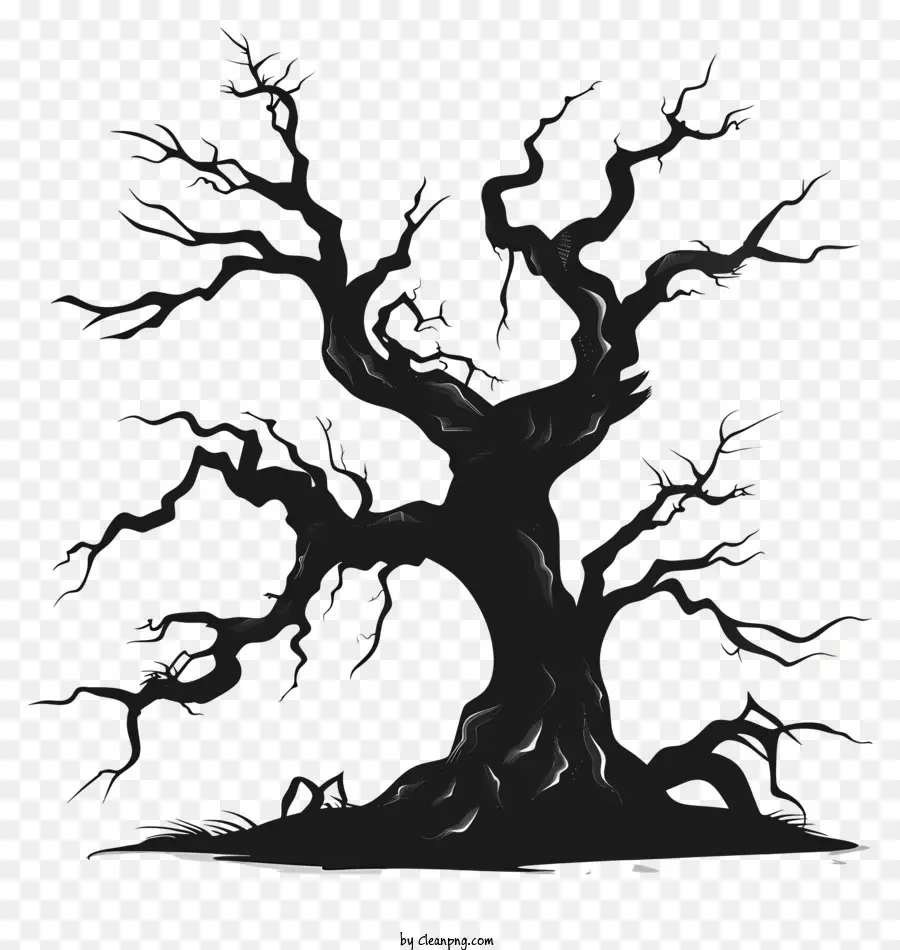 Silueta De árbol Espeluznante，Spooky árbol PNG