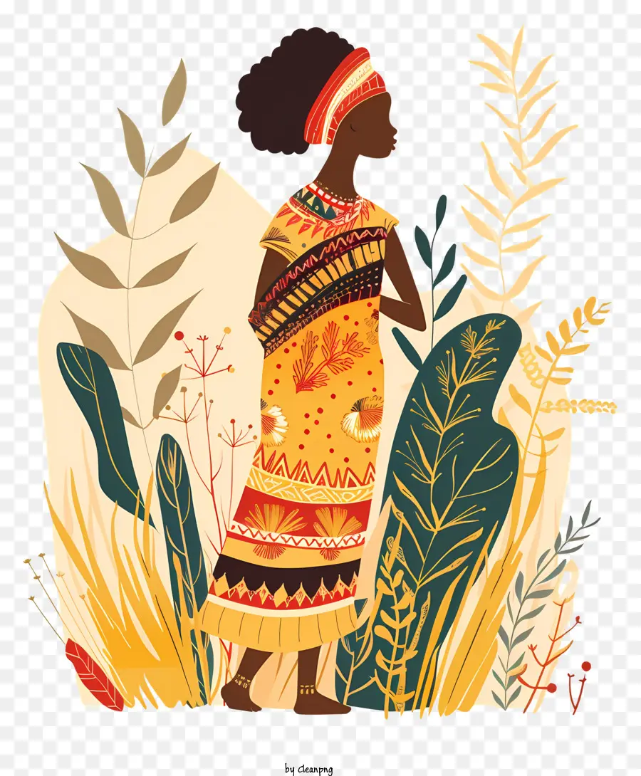 Mujer Africana，Vestido Estampado Africano PNG