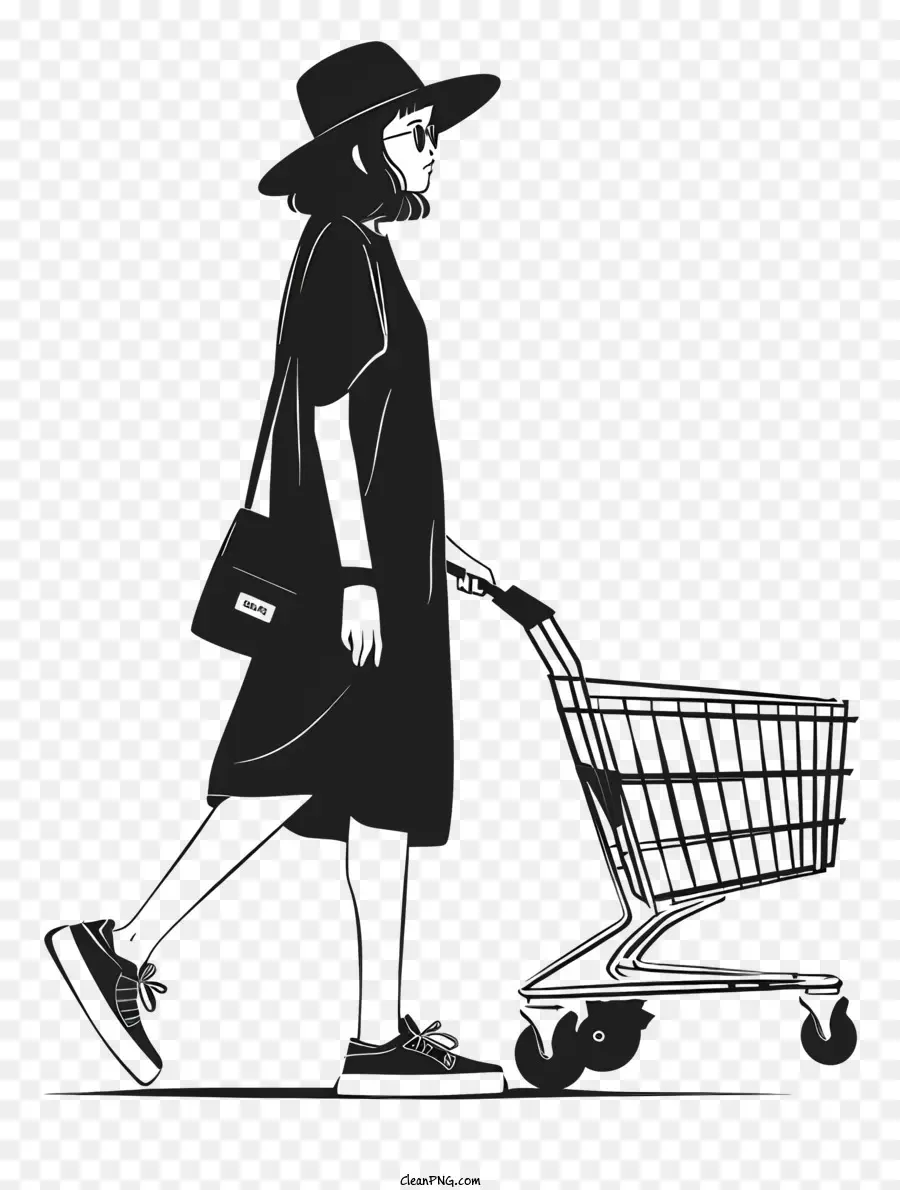 Silueta Femenina De Compras，Mujer PNG