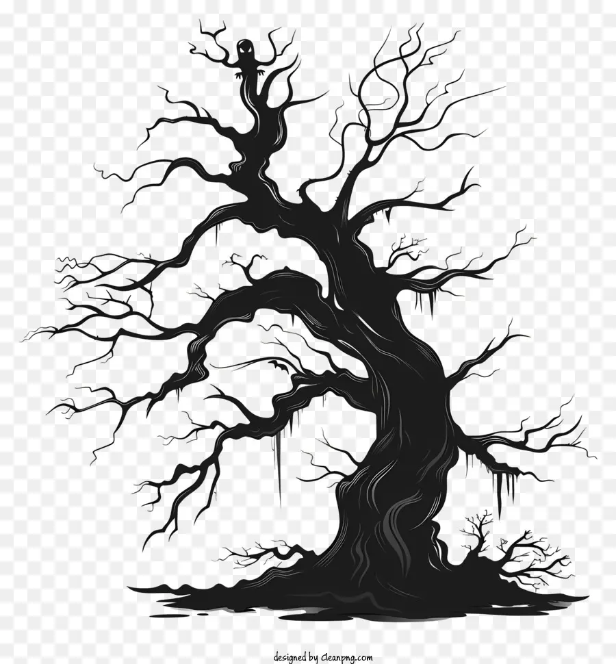 Silueta De árbol Espeluznante，árbol Antiguo PNG