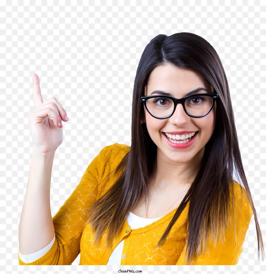 Gafas，Mujer Señalando PNG