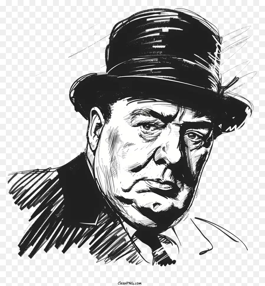 Día De Winston Churchill，Dibujo En Blanco Y Negro PNG