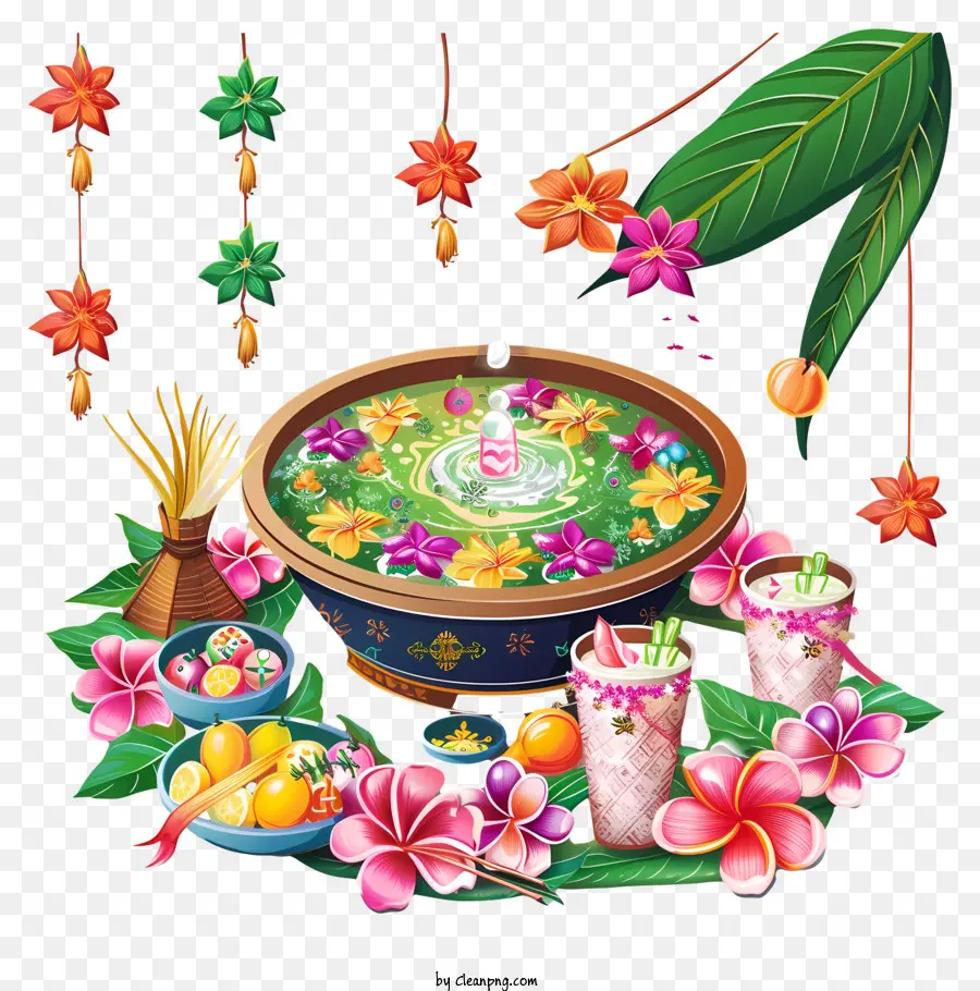 Songkran，Arreglo Floral PNG