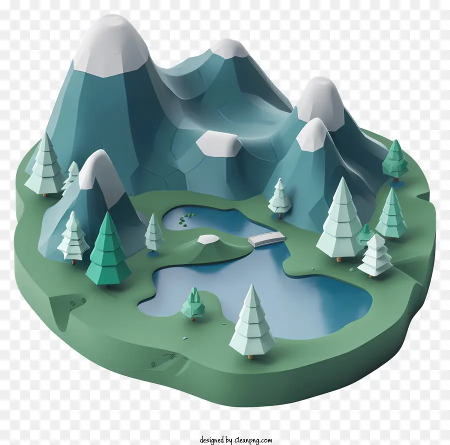 Lago，Modelo De Montaña 3d PNG